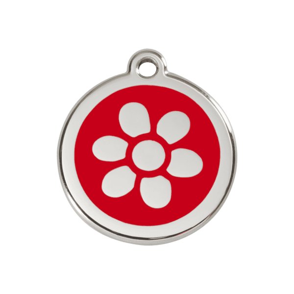 Vue avant - Médaille personnalisée pour chien Red Dingo Fleur Rouge M 30.00mm