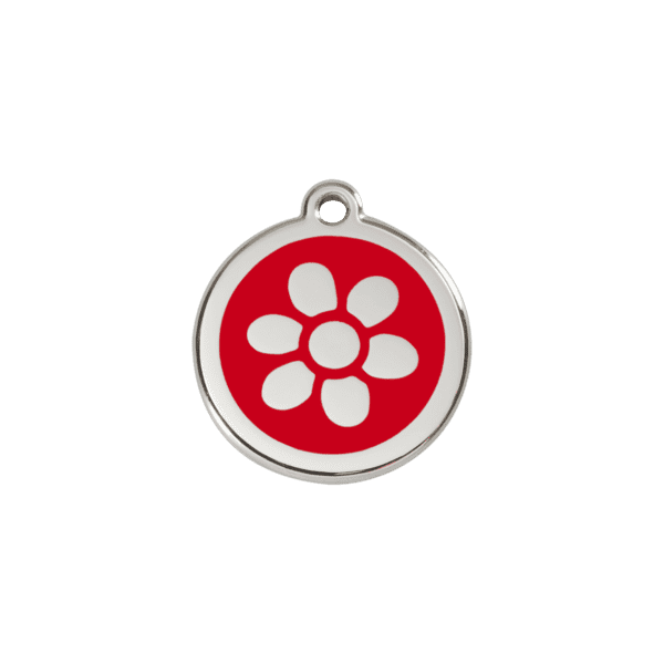 Vue avant - Médaille personnalisée pour chien/chat Red Dingo Émail/Acier inoxydable Fleur Rouge S 20.00 7G