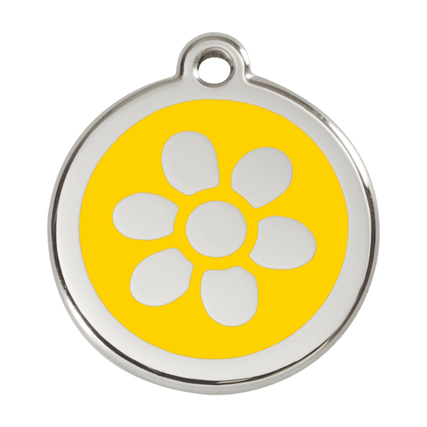 Vue avant - Médaille personnalisée pour chien Red Dingo Émail et acier inoxydable Jaune - Taille L