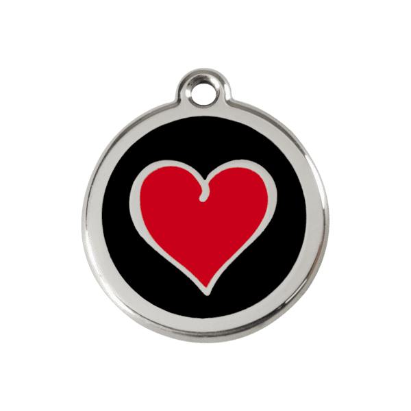 Vue avant - Médaille personnalisée pour chien Red Dingo - Coeur noir - Taille M