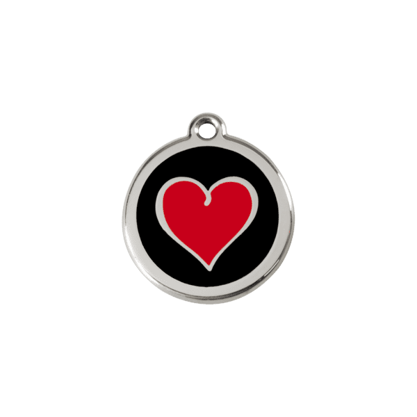 Vue avant - Médaille personnalisable pour chien/chat Red Dingo cœur noir - Taille S 20.00mm - Gravure incluse