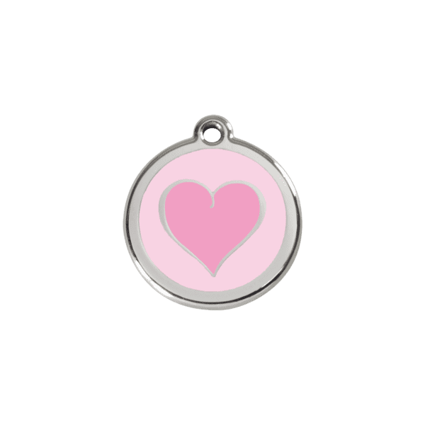 Vue avant - Médaille personnalisée pour chien/chat Red Dingo cœur rose émail/acier inoxydable 20.00mm - Taille S - Rose