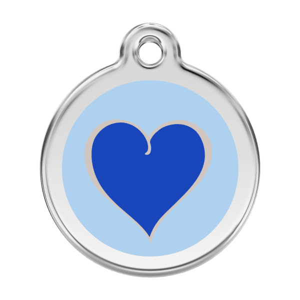 Vue avant - Médaille personnalisée pour chien Red Dingo - Coeur Marine - Taille L