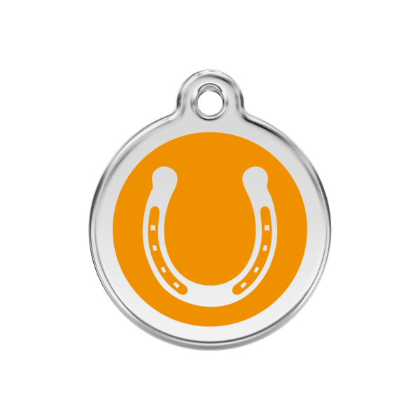 Vue avant - Médaille personnalisée pour chien Red Dingo Émail et acier inoxydable Orange 30.00mm