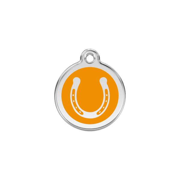 Vue avant - Médaille personnalisée pour chien/chat Red Dingo Émail/Acier inoxydable Orange S 20.00mm - Fer à cheval