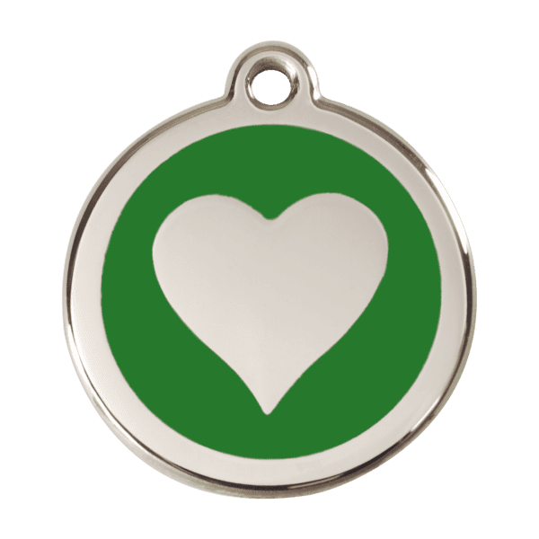 Vue avant - Médaille personnalisable Red Dingo cœur vert en émail et acier inoxydable - Taille L