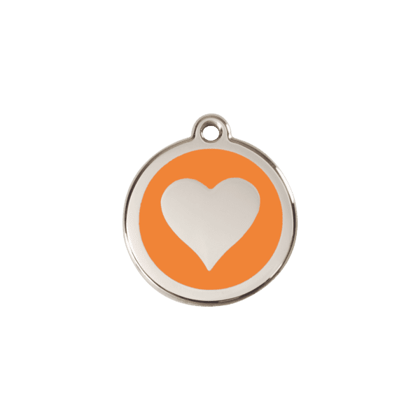 Vue avant - Médaille personnalisée pour chien/chat Red Dingo cœur orange S 20.00 - Émail/Acier inoxydable