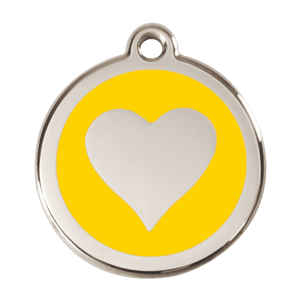 Vue avant - Médaille personnalisée pour chien Red Dingo Émail/Acier Jaune L 38mm - Réf : 01-HT-YE-LG