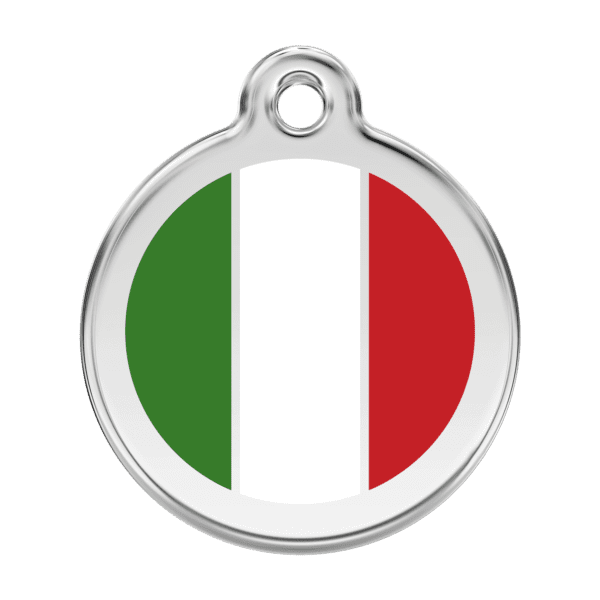 Vue avant - Médaille personnalisée pour chien - Drapeau italien - Red Dingo - Émail et acier inoxydable