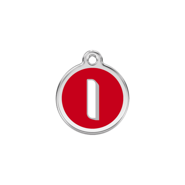 Vue avant - Médaille personnalisée pour chat ou chien Red Dingo S rouge 20.00mm - Lettre I - 01-JI-RE-SM