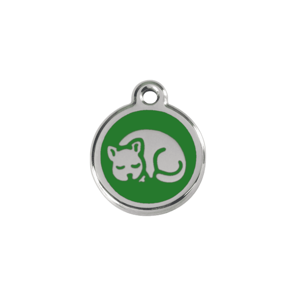 Vue avant - Médaille personnalisée pour chat en émail et acier inoxydable - Red Dingo 01-KT-GR-SM