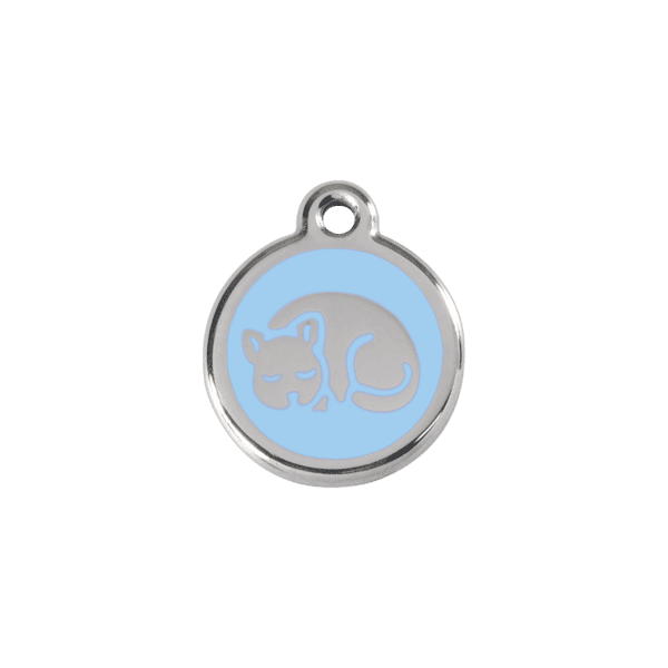 Vue avant - Médaille personnalisée pour chat en émail et acier inoxydable - Red Dingo 01-KT-LB-SM - Bleu clair - Taille S