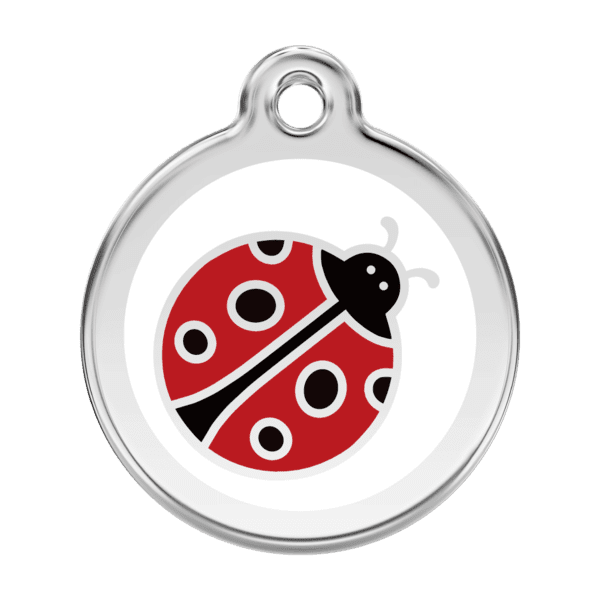 Vue avant - Médaille personnalisée pour chien Red Dingo Coccinelle Blanc Taille L