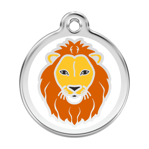 Vue avant - Médaille personnalisée pour chien Red Dingo Lion Blanc L 38.00mm - Gravure incluse