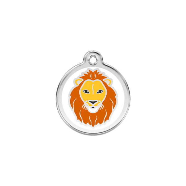 Vue avant - Médaille personnalisée pour chat Red Dingo Lion Blanc S 20.00mm - 01-LI-WT-SM