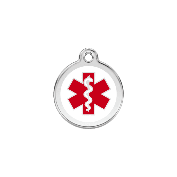 Vue avant - Médaille personnalisée pour chien/chat Red Dingo Blanc S 20.00 - Émail et acier inoxydable