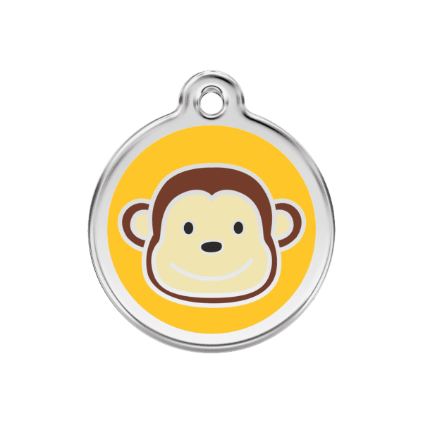 Vue avant - Médaille personnalisée pour chien/chat Red Dingo Émail/Acier Jaune 30mm - Envoi Gratuit