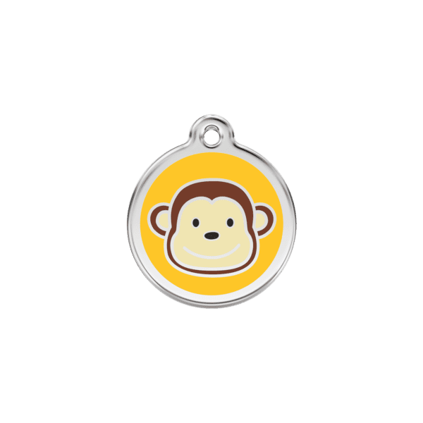 Vue avant - Médaille personnalisée pour chien/chat Red Dingo Émail et acier inoxydable Jaune S 20.00 - Gravure incluse