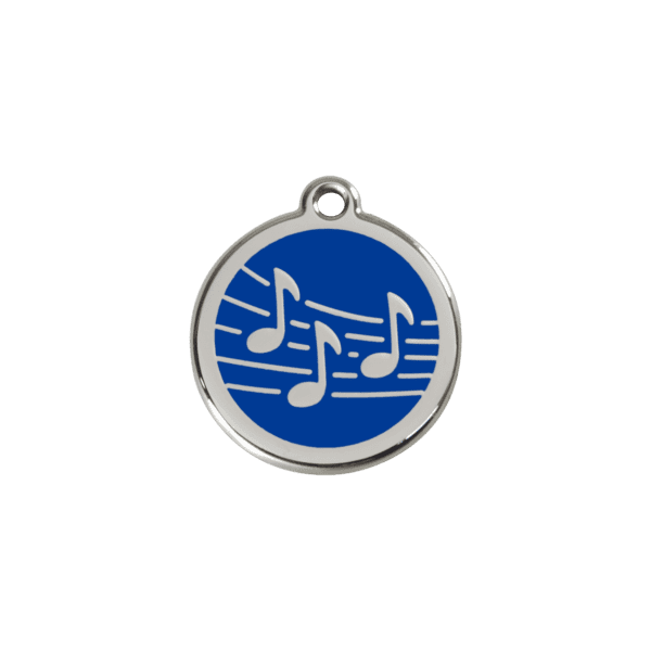 Vue avant - Médaille personnalisée pour chien/chat Red Dingo Émail/Acier inoxydable Musique Bleu foncé - Taille S