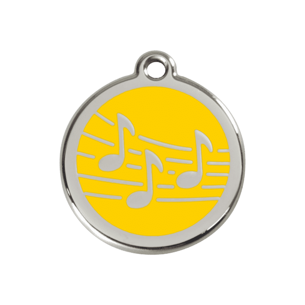 Vue avant - Médaille personnalisée pour chien Red Dingo Émail et acier inoxydable Jaune M - 01-MU-YE-ME