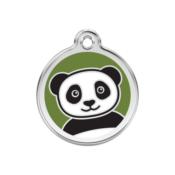 Vue avant - Médaille personnalisée pour chien Red Dingo Panda Vert M 30.00 - Gravure incluse