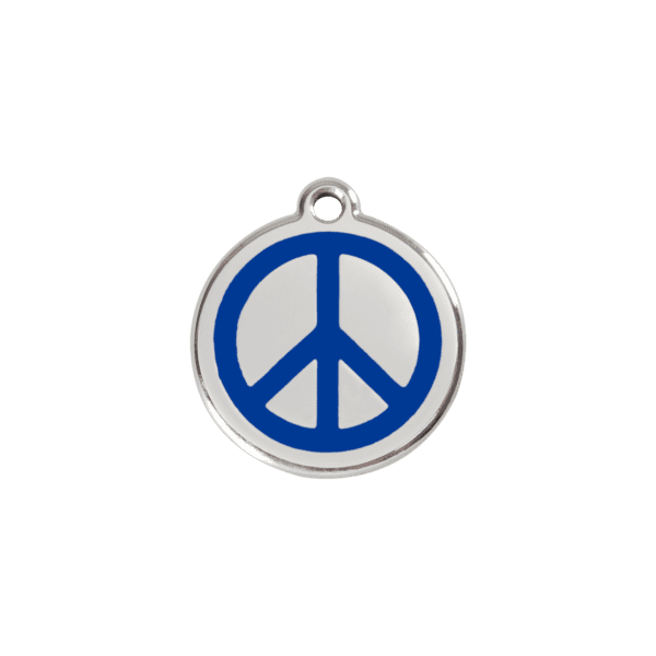 Vue avant - Médaille personnalisable pour chien/chat Red Dingo Émail/Acier inoxydable - Motif Paix - Bleu foncé - Taille S