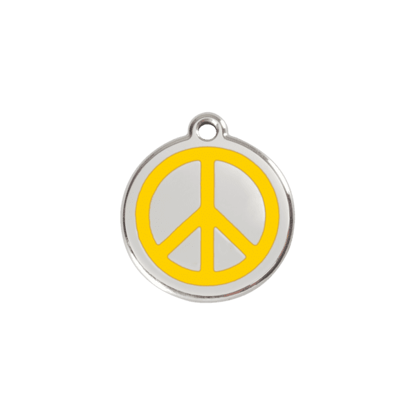 Vue avant - Médaille personnalisable pour chien/chat Red Dingo Émail/Acier inoxydable Jaune Paix 20.00mm