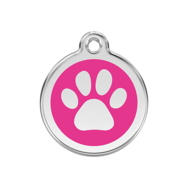 Vue avant - Médaille personnalisée pour chien/chat Red Dingo Rose vif 30mm - Émail/Acier inoxydable