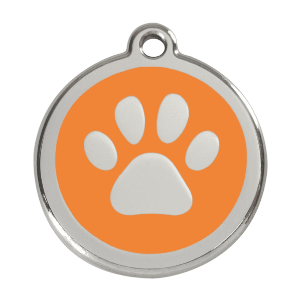 Vue avant - Médaille personnalisée pour chien Red Dingo Émail et acier inoxydable Orange L 38.00mm - Réf : 01-PP-OR-LG