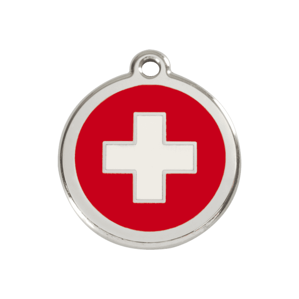 Vue avant - Médaille personnalisable pour chien Red Dingo Croix Suisse Rouge M 30.00 - 01-SC-RE-ME