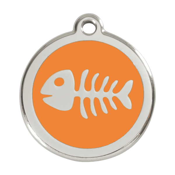 Vue avant - Médaille personnalisée pour chien Red Dingo Squelette de poisson Orange L - 01-SK-OR-LG