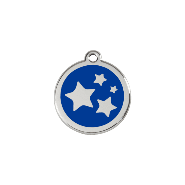 Vue avant - Médaille personnalisée pour chien/chat Red Dingo Émail/Acier inoxydable Bleu foncé - Taille S