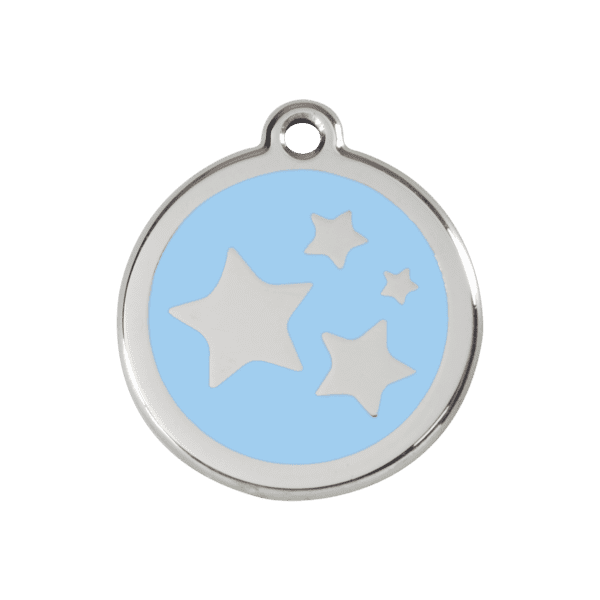 Vue avant - Médaille personnalisable Red Dingo émail et acier inoxydable Bleu clair - Taille M - Motif étoile