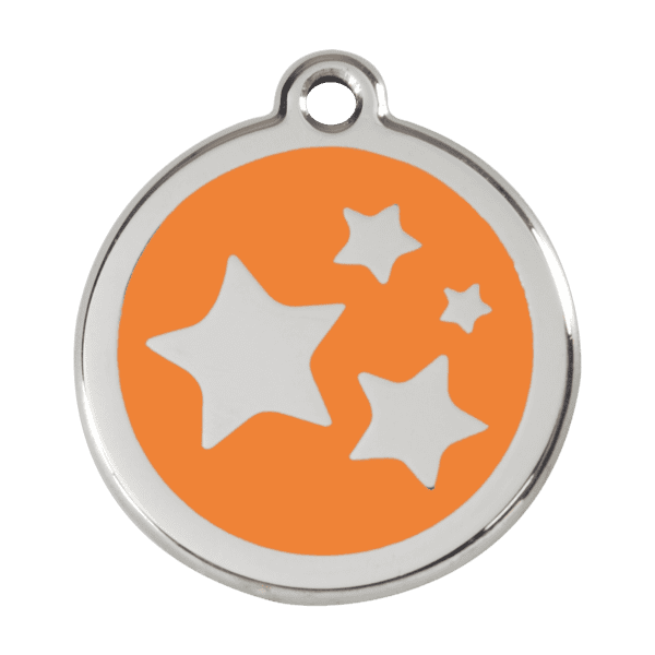 Vue avant - Médaille personnalisée pour chien Red Dingo Émail et acier inoxydable Orange L 38.00mm