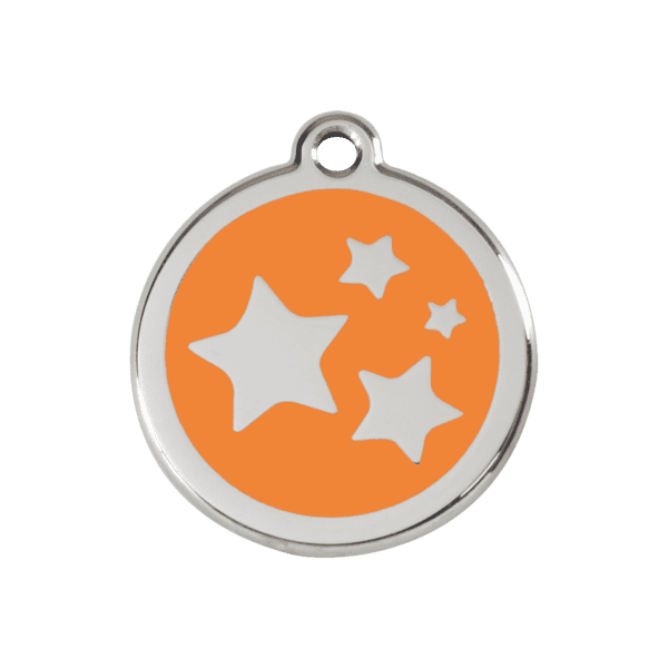 Vue avant - Médaille personnalisable pour chien Red Dingo Émail et acier inoxydable Orange M