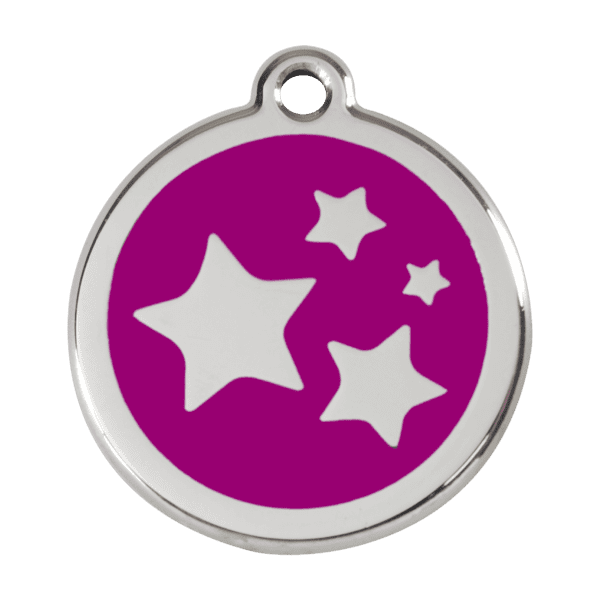 Vue avant - Médaille personnalisable émail et acier inoxydable motif étoile violet - Taille L - Red Dingo