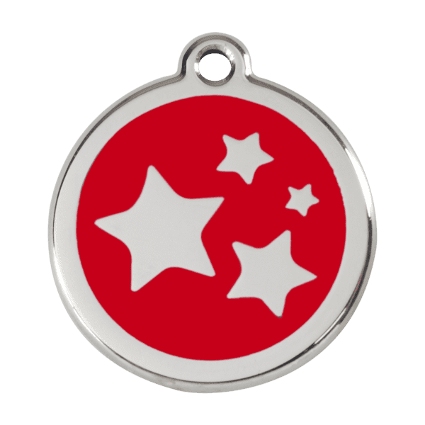 Vue avant - Médaille personnalisée émail et acier inoxydable Red Dingo motif étoile rouge - Taille L