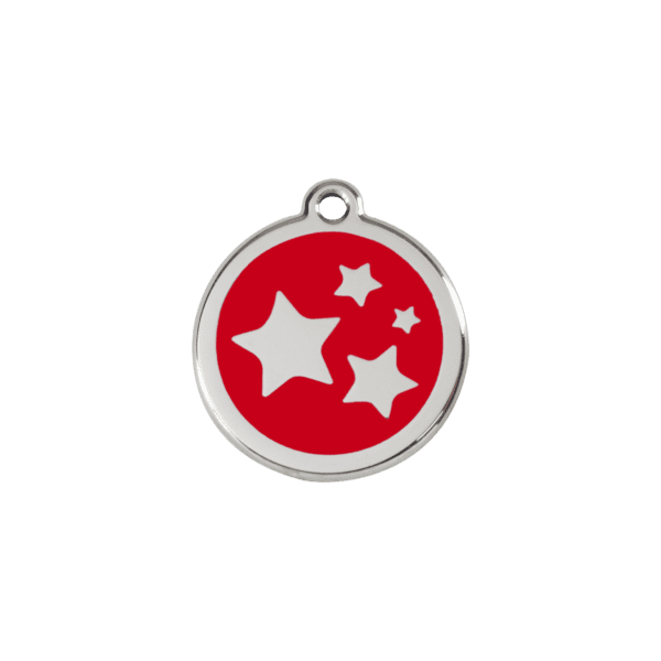 Vue avant - Médaille personnalisée Red Dingo Émail et acier inoxydable - Motif étoile - Rouge - Taille S