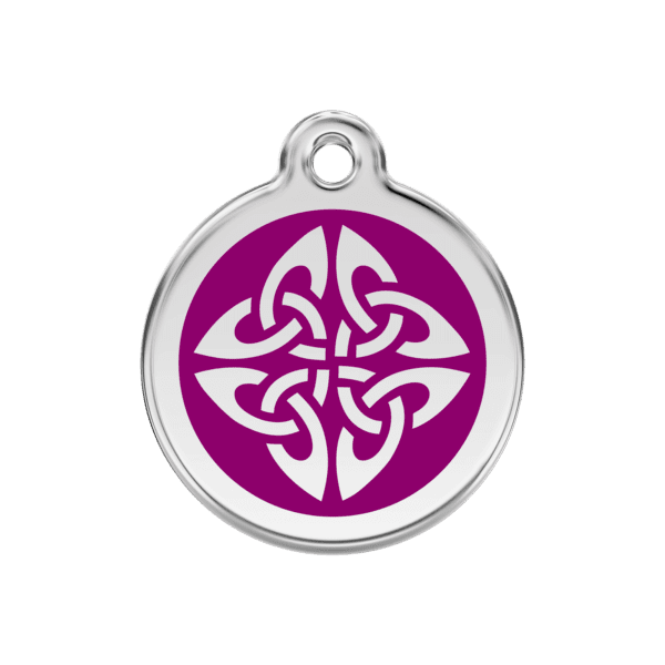 Vue avant - Médaille personnalisée pour chien Red Dingo Émail et acier inoxydable Flèches tribales Violet 30.00mm