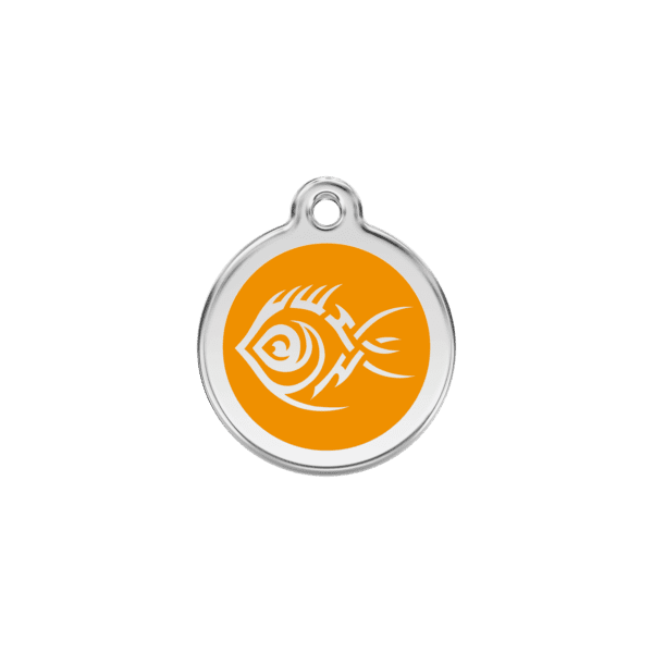 Vue avant - Médaille personnalisée pour chien/chat Red Dingo Émail/Acier Inoxydable Poisson Tribal Orange S 20.00mm