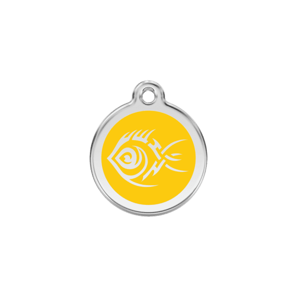 Vue avant - Médaille personnalisée Red Dingo Poisson tribal jaune S - 01-TF-YE-SM