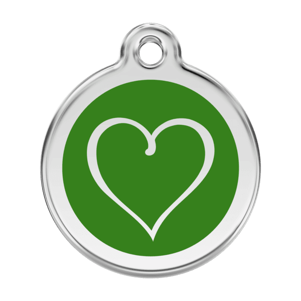 Vue avant - Médaille personnalisable pour chien Red Dingo Coeur Tribal Vert - Taille L