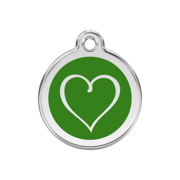 Vue avant - Médaille personnalisée pour chien/chat Red Dingo Coeur Tribal Vert 30.00mm