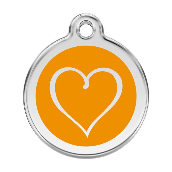 Vue avant - Médaille personnalisée pour chien Red Dingo Coeur Tribal Orange L 38.00mm - Réf : 01-TH-OR-LG