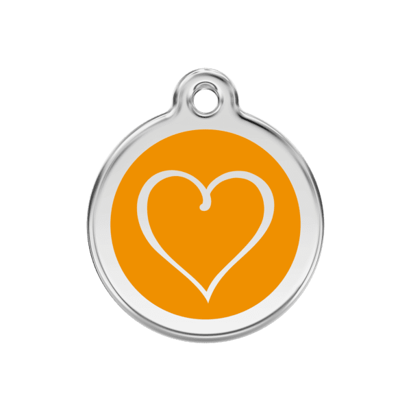 Vue avant - Médaille personnalisée pour chien/chat Red Dingo Coeur Tribal Orange 30mm