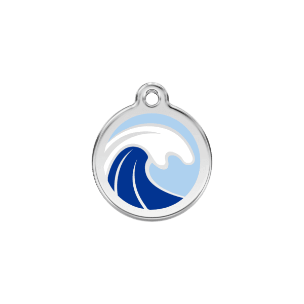 Vue avant - Médaille personnalisée pour chien/chat Red Dingo Émail/Acier inoxydable Vague Bleu clair S 20.00 7G - Livraison gratuite