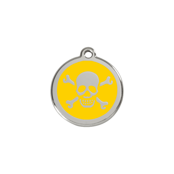 Vue avant - Médaille personnalisée pour chat en émail jaune Red Dingo 20mm - Réf : 01-XB-YE-SM