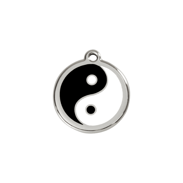 Vue avant - Médaille personnalisée pour chien/chat Red Dingo Émail/Acier inoxydable Yin Yang Noir S 20.00 7G