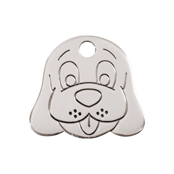 Vue avant - Médaille personnalisée pour chien Red Dingo en acier inoxydable - Tête de chien - Taille M