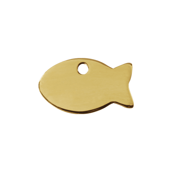 Vue avant - Médaille personnalisable Red Dingo Laiton plat motif poisson - Taille S - 03-FI-ZZ-SM